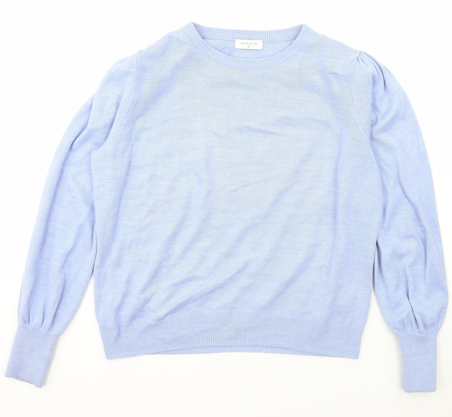 Papaya Womens Blue Boat Neck  Acetate Pullover Jumper Size M
