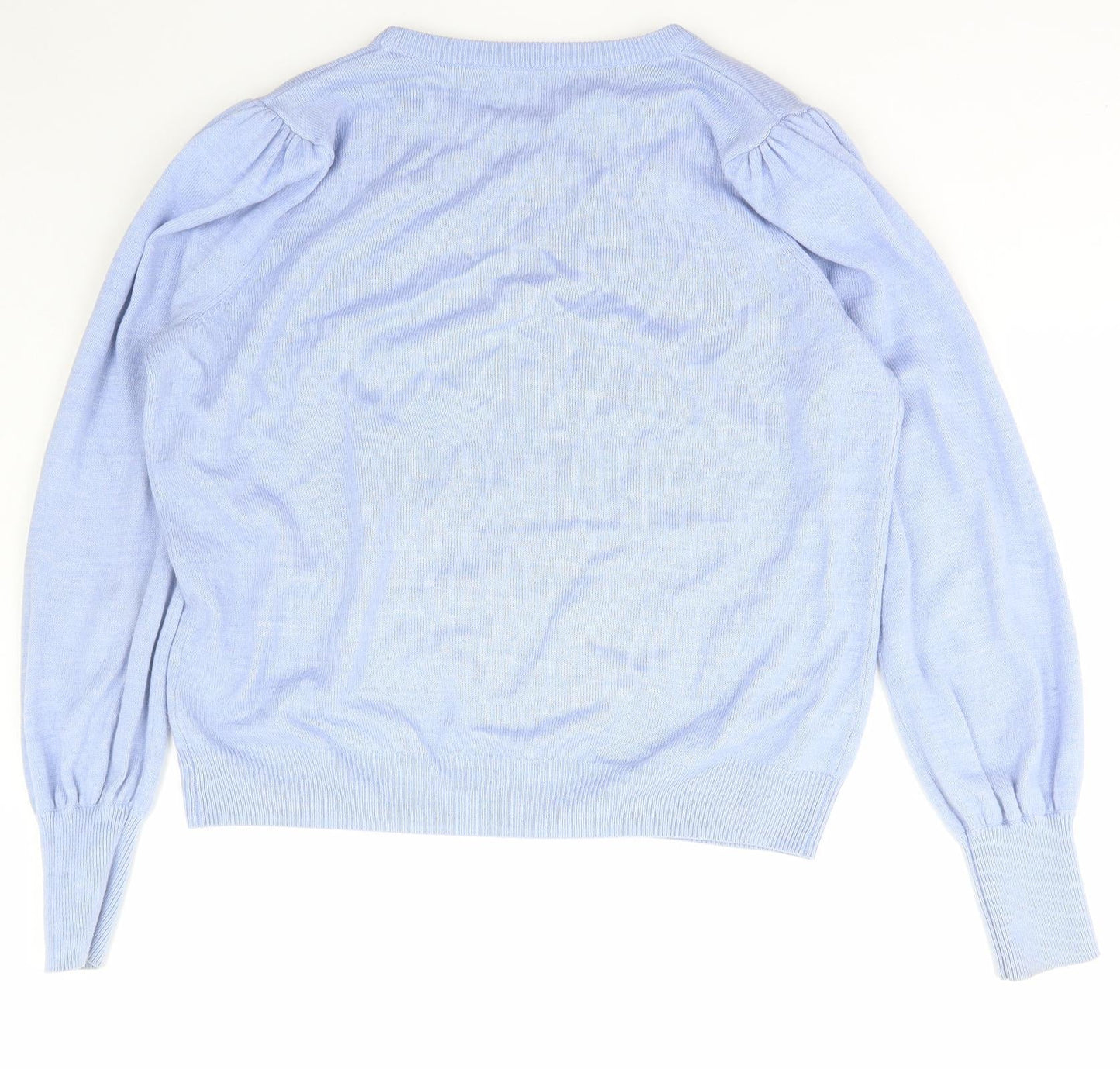Papaya Womens Blue Boat Neck  Acetate Pullover Jumper Size M