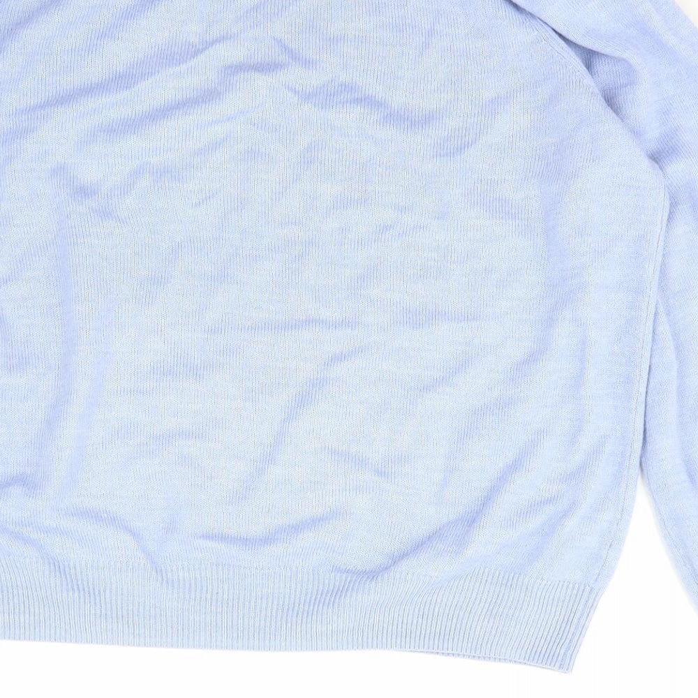 Papaya Womens Blue Boat Neck  Acetate Pullover Jumper Size M