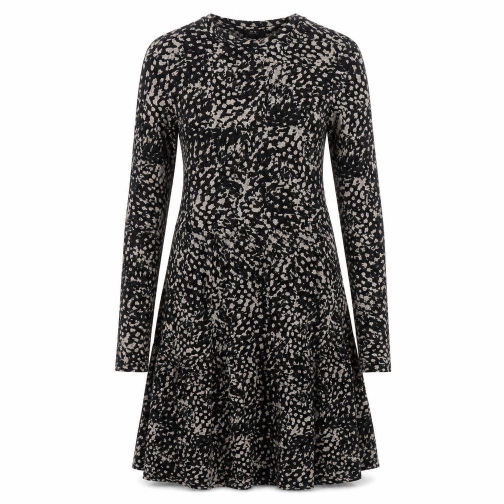 River Island Womens Black Geometric Polyester Fit & Flare  Size 6  Round Neck
