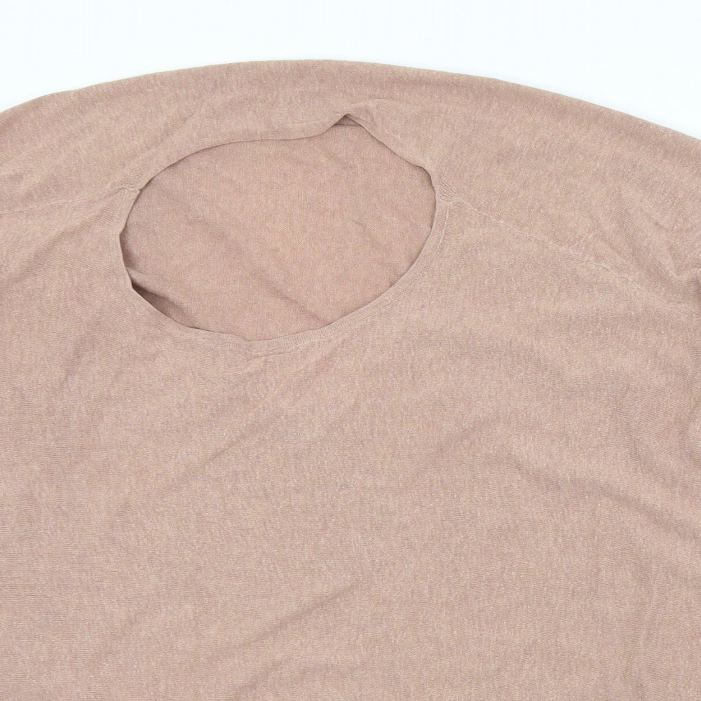 Topshop Womens Pink Round Neck  Cotton Pullover Jumper Size 10