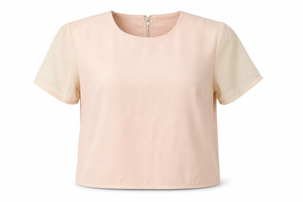 Missguided Womens Beige  Polyester Cropped T-Shirt Size 6 Round Neck