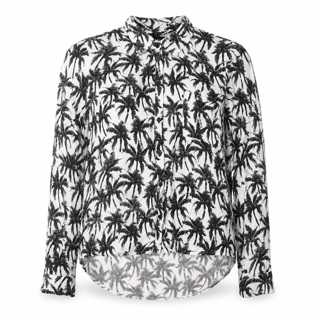 New Look Womens White Geometric Viscose Basic Button-Up Size 10 Collared
