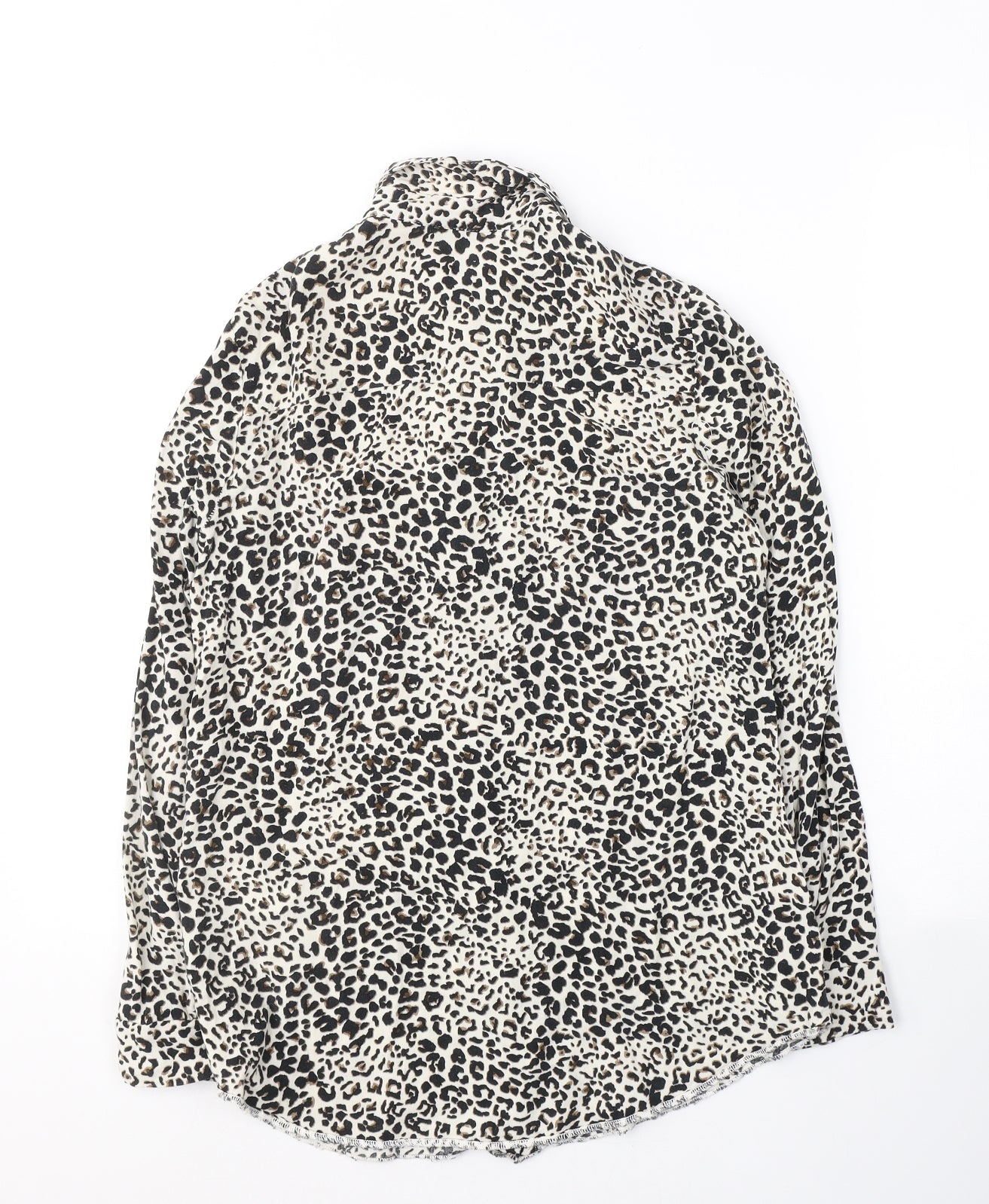 New Look Womens Beige Animal Print Viscose Basic Button-Up Size 10 Collared