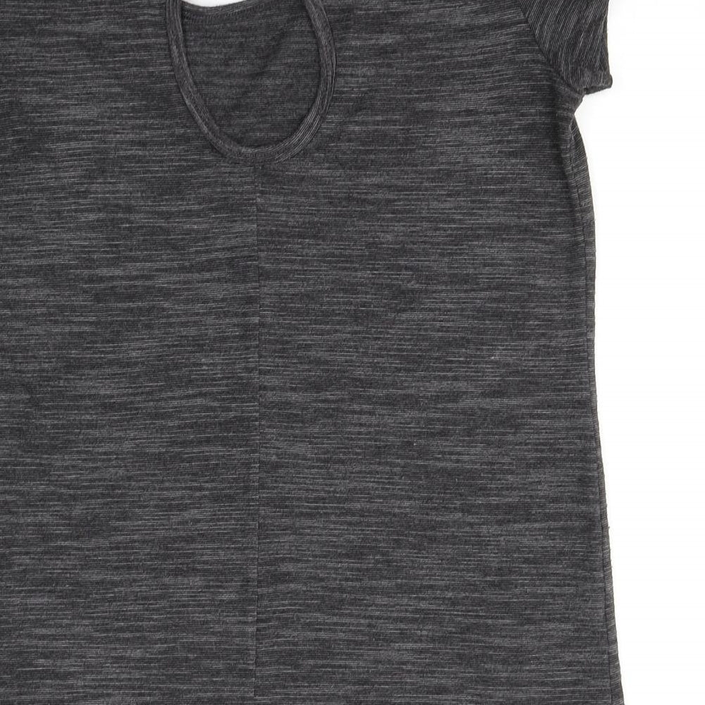 Papaya Womens Grey  Cotton Basic T-Shirt Size S Round Neck