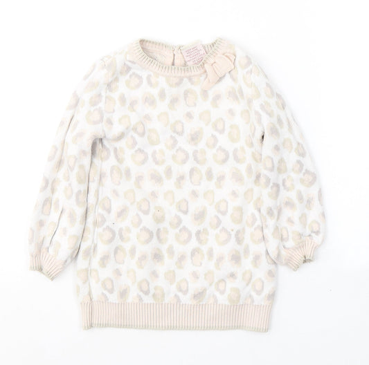Cynthia Rowley Girls Ivory Animal Print Cotton Tunic Jumper Size 12-18 Months  Pullover