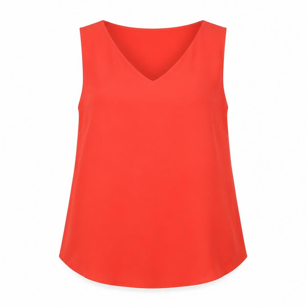 Dunnes Womens Red  Polyester Basic Blouse Size 10 V-Neck