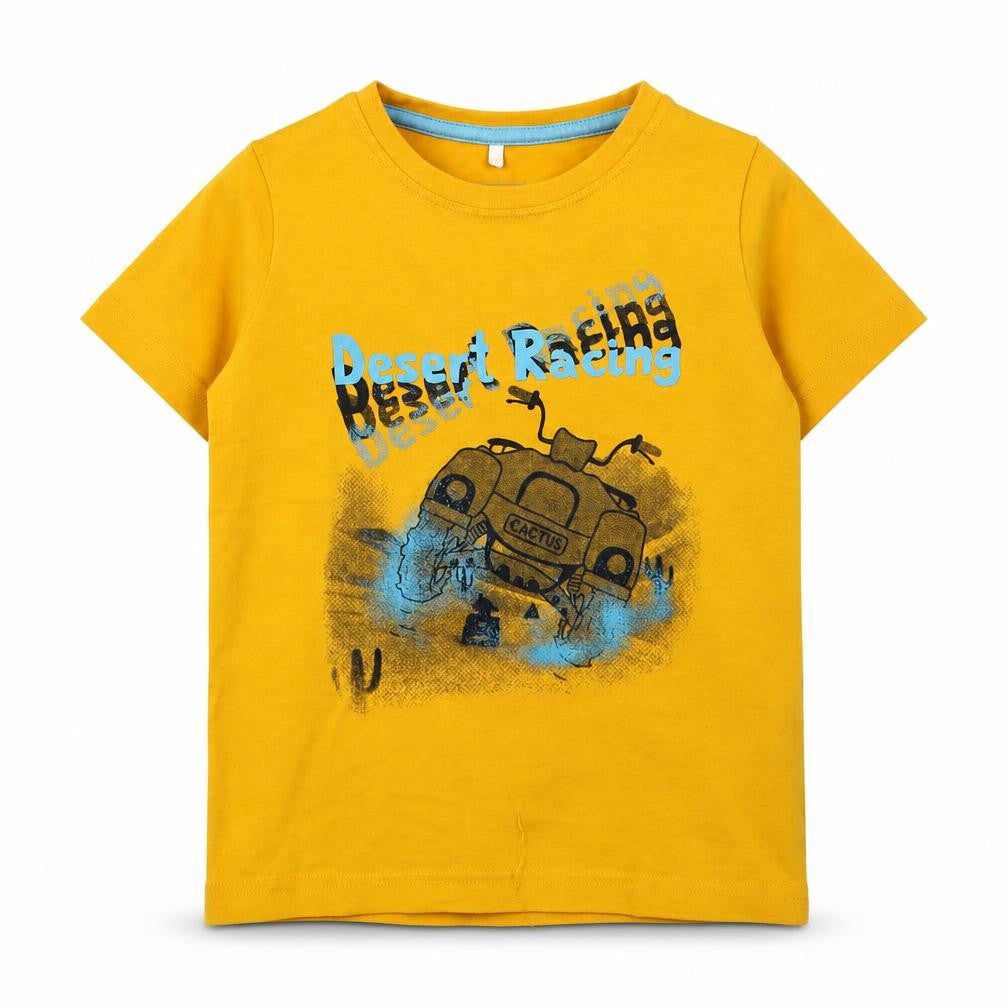 name it Boys Orange  Cotton Basic T-Shirt Size 4 Years Round Neck