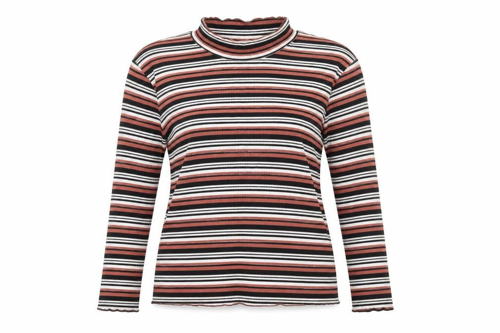 Glamorous Womens Multicoloured Striped Polyester Jersey T-Shirt Size 10 High Neck