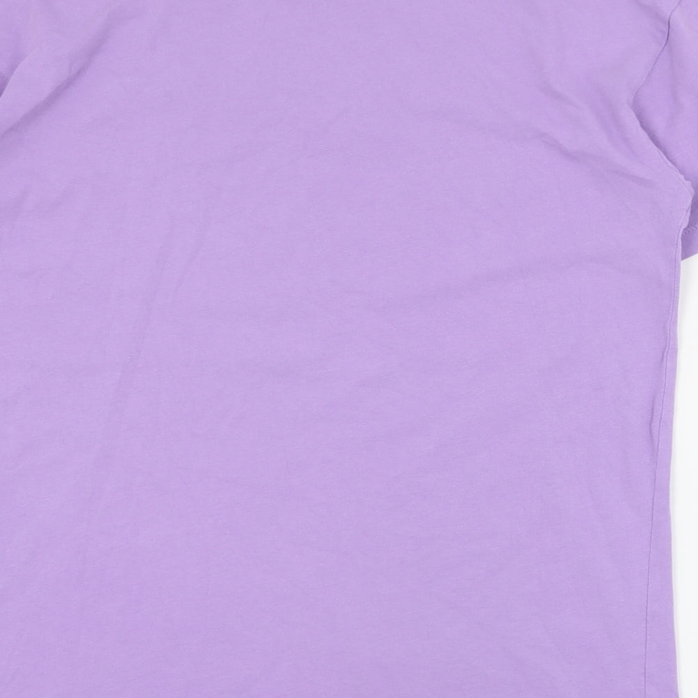 FB Sister Womens Purple  Polyester Basic T-Shirt Size 2XS Crew Neck - Slogan