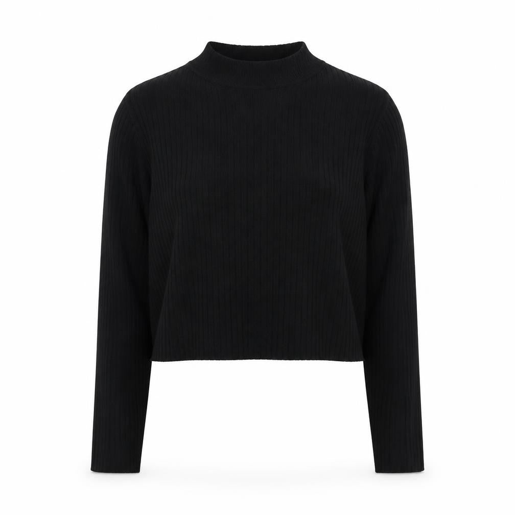 H&M Womens Black  Viscose Cropped T-Shirt Size M Round Neck - Ribbed
