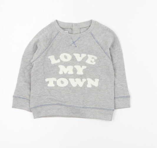 Vertbaudet Baby Grey  Cotton Pullover Jumper Size 12-18 Months  Snap