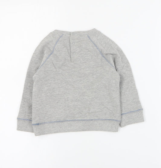 Vertbaudet Baby Grey  Cotton Pullover Jumper Size 12-18 Months  Snap