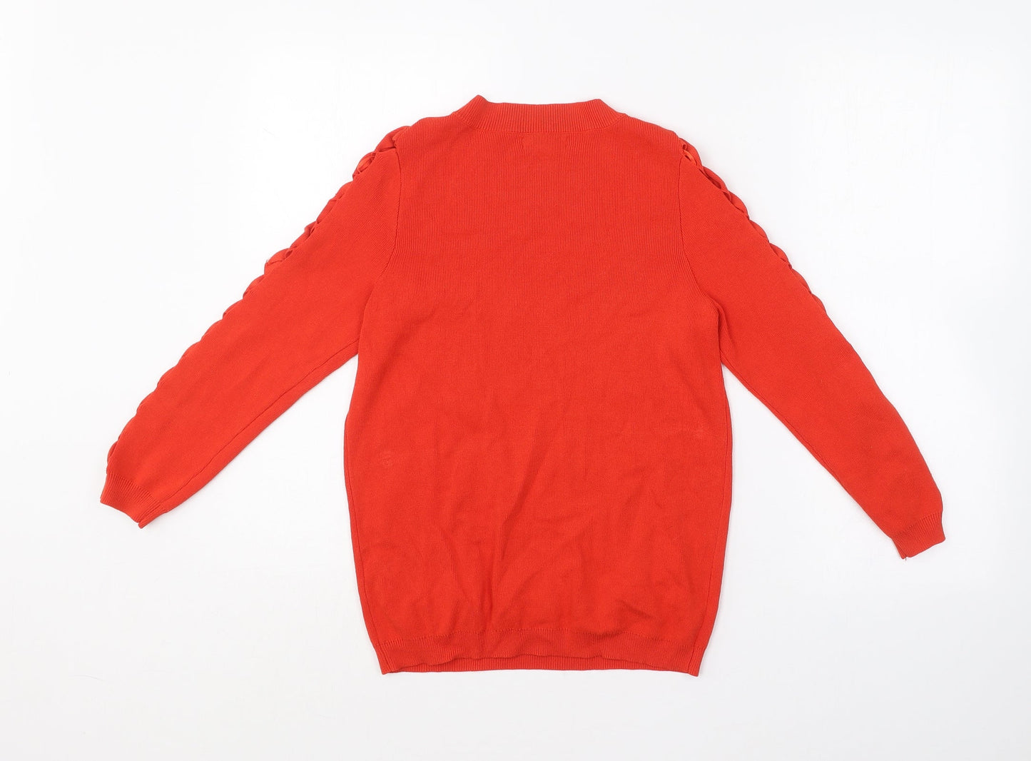 Soon Womens Red Crew Neck  Viscose Pullover Jumper Size 8