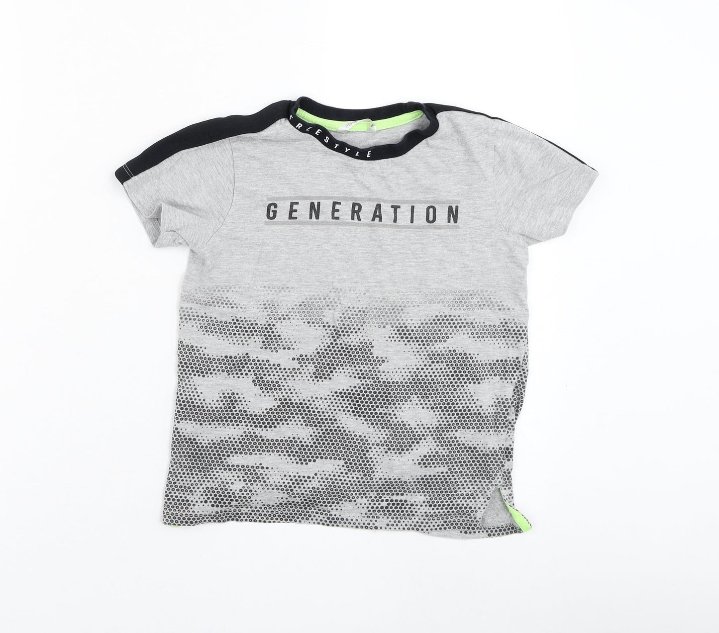 Pep&co Boys Grey  Cotton Basic T-Shirt Size 7-8 Years Round Neck Pullover - Generation