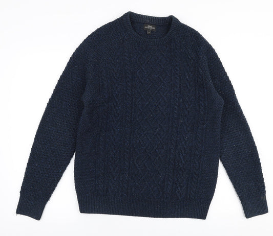 Next  Mens Blue Round Neck  Acrylic Pullover Jumper Size M