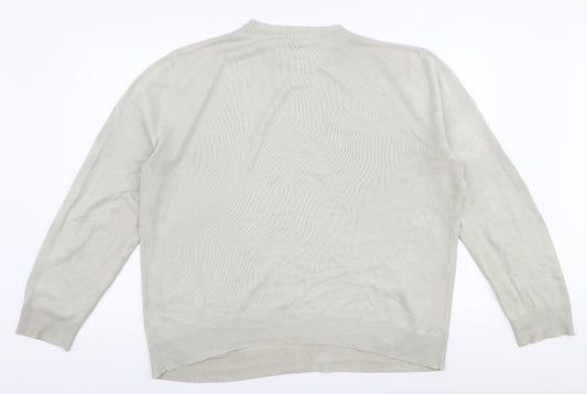 George Mens Grey Round Neck  Acrylic Pullover Jumper Size L