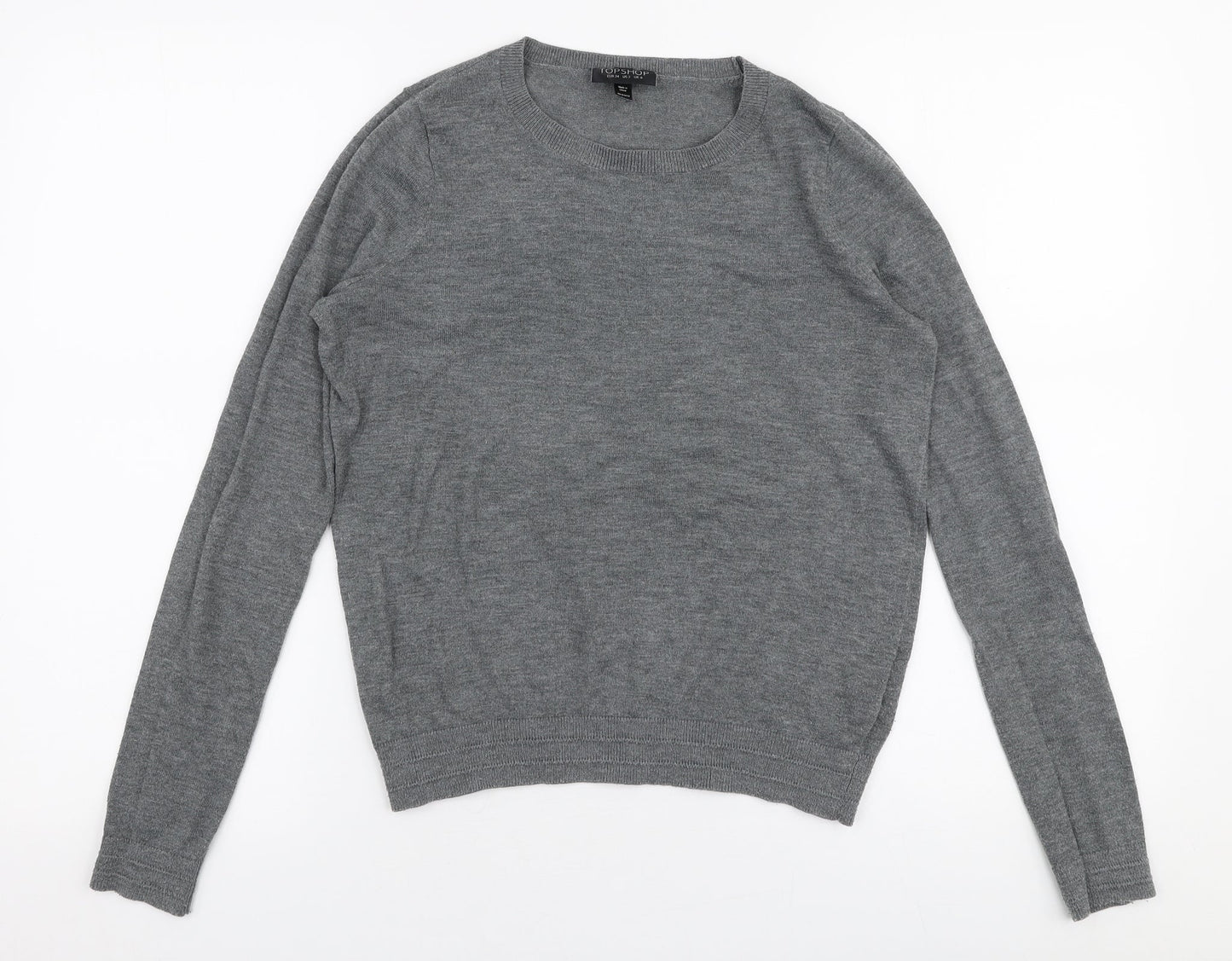Topshop Womens Grey Round Neck  Polyester Pullover Jumper Size 6