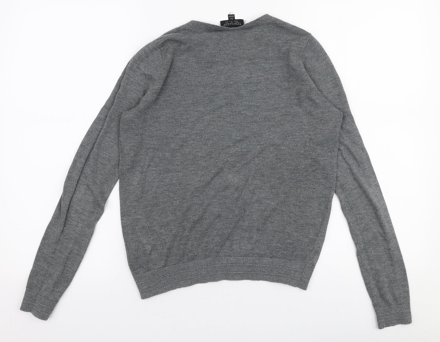 Topshop Womens Grey Round Neck  Polyester Pullover Jumper Size 6