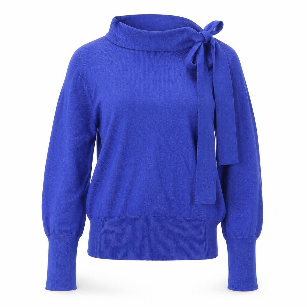 Marks and Spencer Womens Blue Mock Neck  Viscose Pullover Jumper Size 12