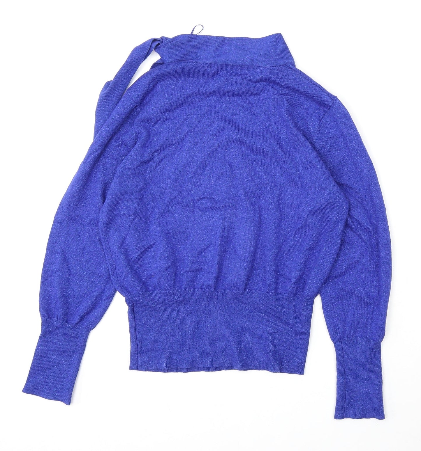 Marks and Spencer Womens Blue Mock Neck  Viscose Pullover Jumper Size 12