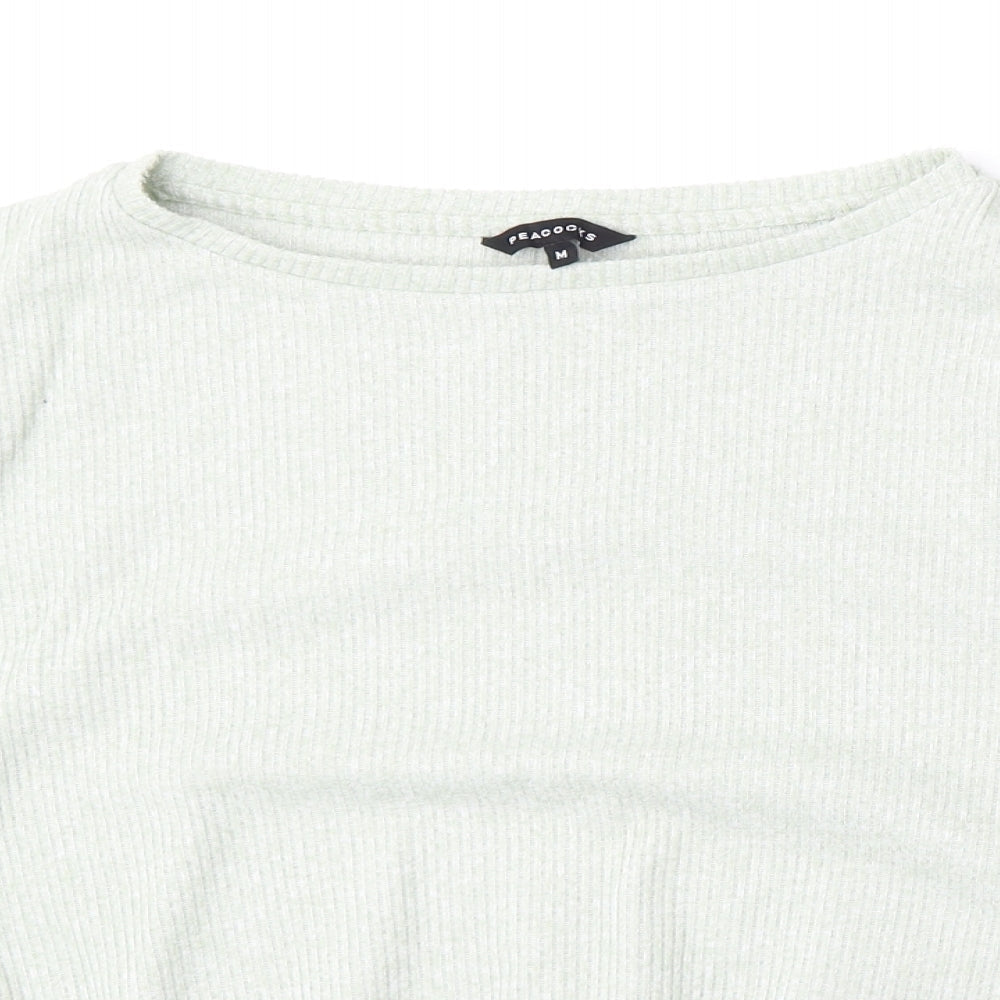 Peacocks Womens Green Round Neck  Polyester Pullover Jumper Size M