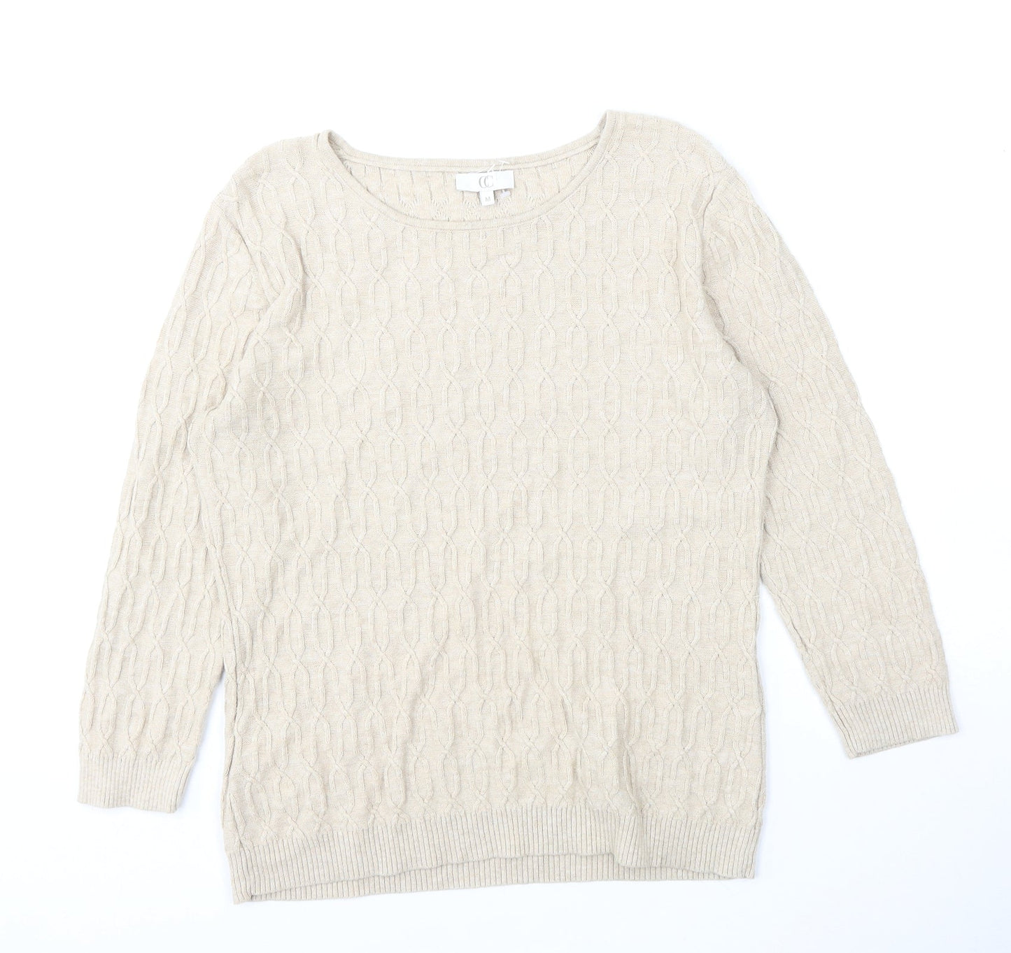 CC Womens Beige Round Neck  Cotton Pullover Jumper Size M