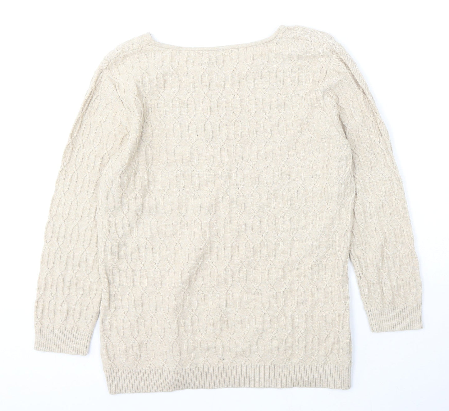CC Womens Beige Round Neck  Cotton Pullover Jumper Size M