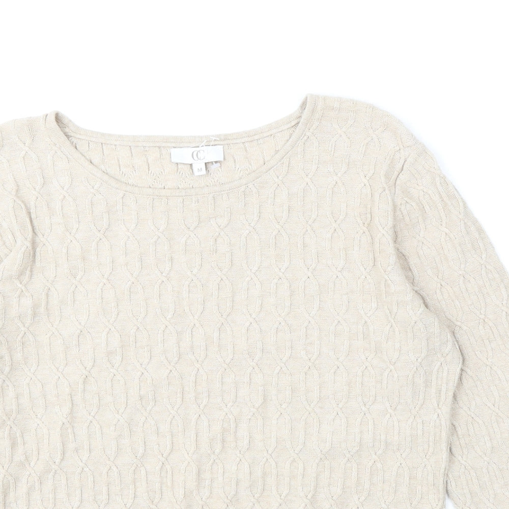 CC Womens Beige Round Neck  Cotton Pullover Jumper Size M