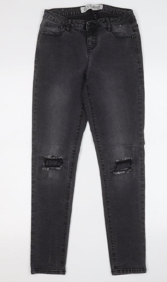 Denim & Co. Womens Grey  Cotton Skinny Jeans Size 8 L27 in Regular
