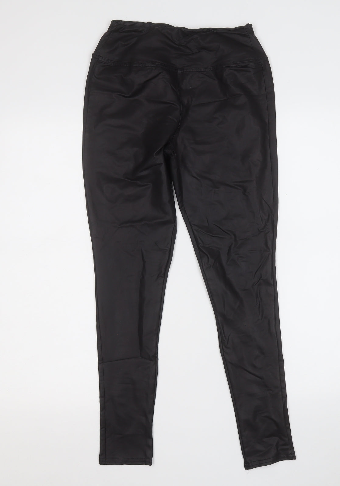Boohoo Womens Black  Polyester Jegging Trousers Size 10 L25 in Regular  - Pleather