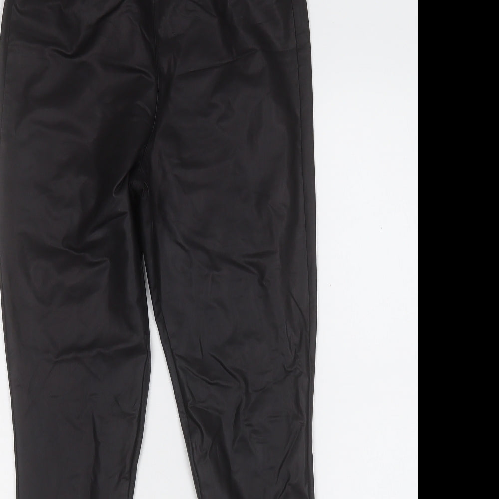 Boohoo Womens Black  Polyester Jegging Trousers Size 10 L25 in Regular  - Pleather