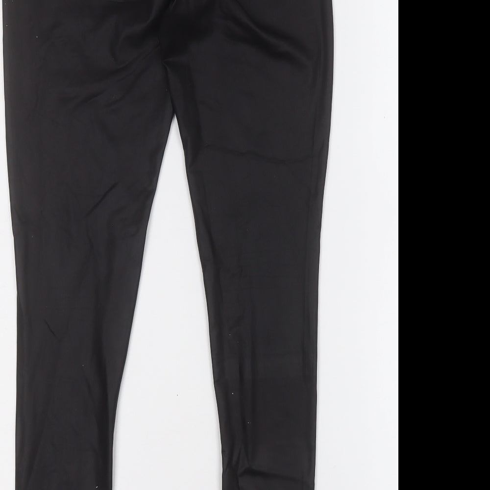 Boohoo Womens Black  Polyester Jegging Trousers Size 10 L25 in Regular  - Pleather