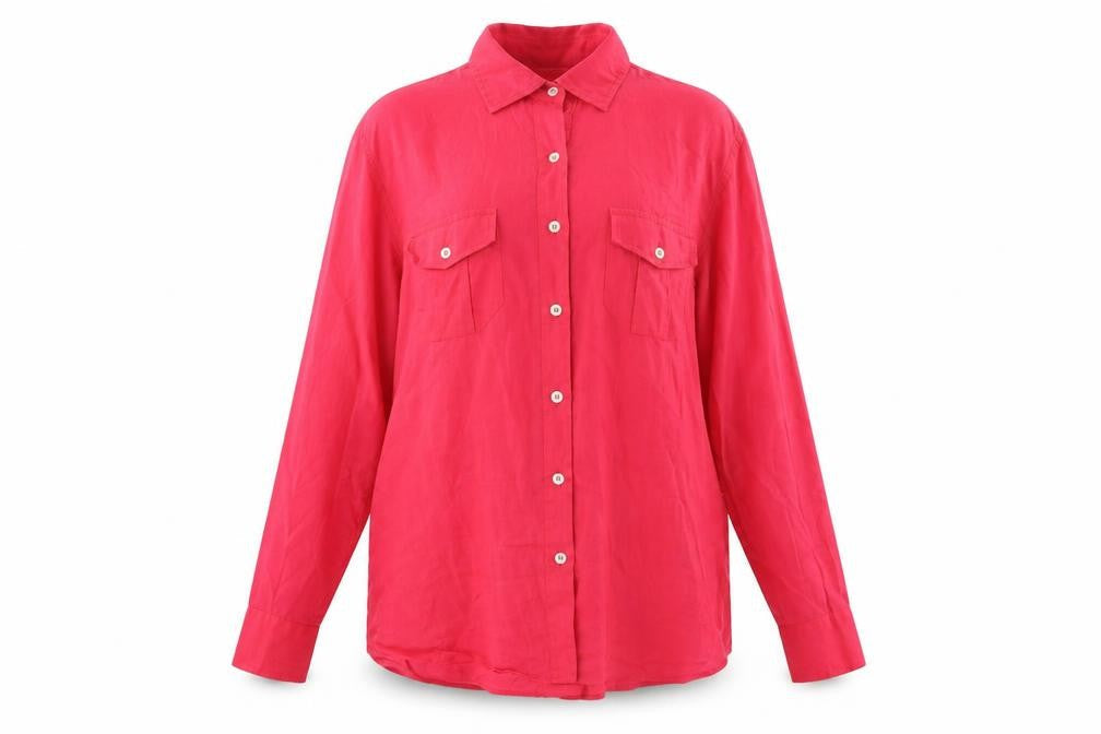 Oasis Womens Red  Cotton Basic Button-Up Size 16 V-Neck