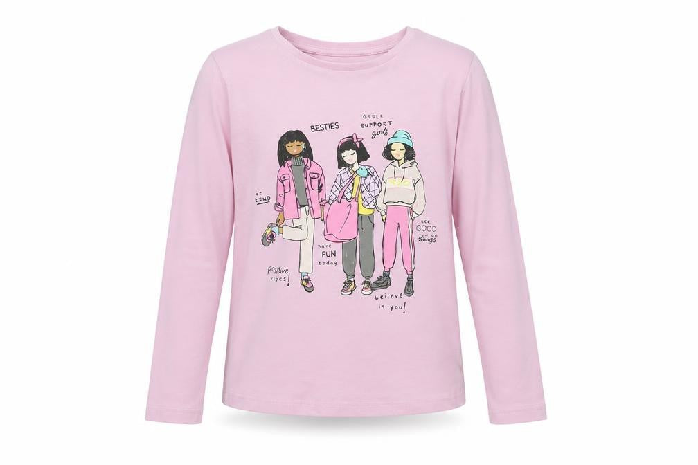 Dunnes Girls Pink  Cotton Pullover T-Shirt Size 6-7 Years Crew Neck Pullover - Girl Squad