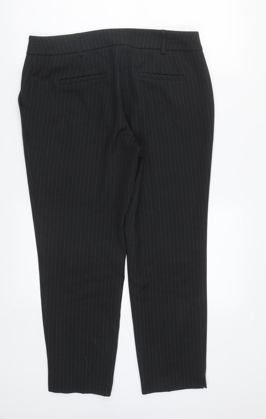 Dorothy Perkins Womens Black Striped Polyester Trousers  Size 12 L27 in Regular Zip