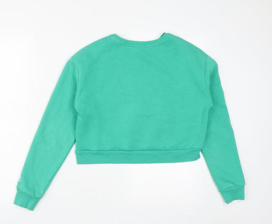 New Look Girls Green  Cotton Pullover Sweatshirt Size 12-13 Years   - Love yourself