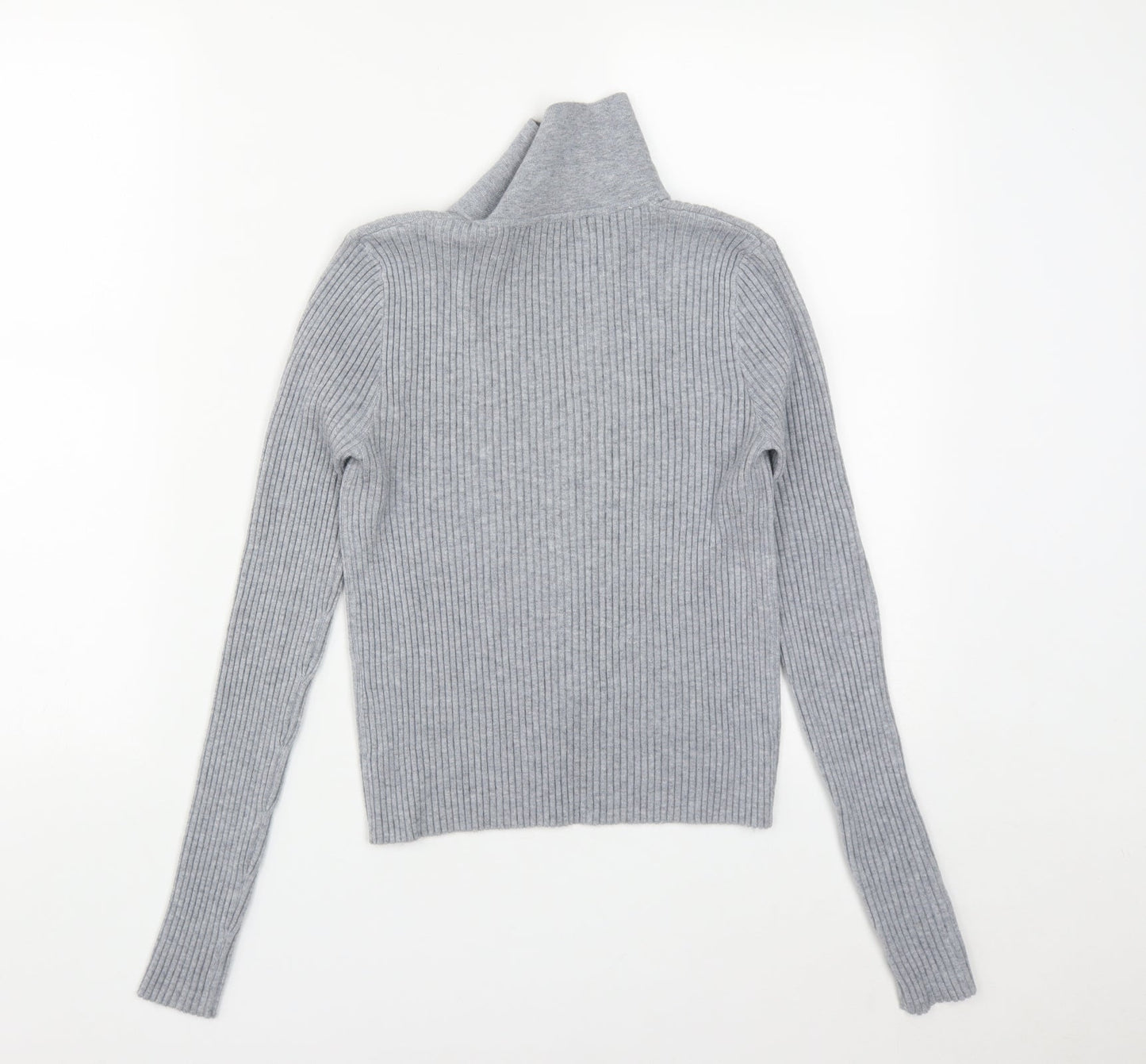 CCG Perfect Womens Grey Collared  Viscose Pullover Jumper Size L