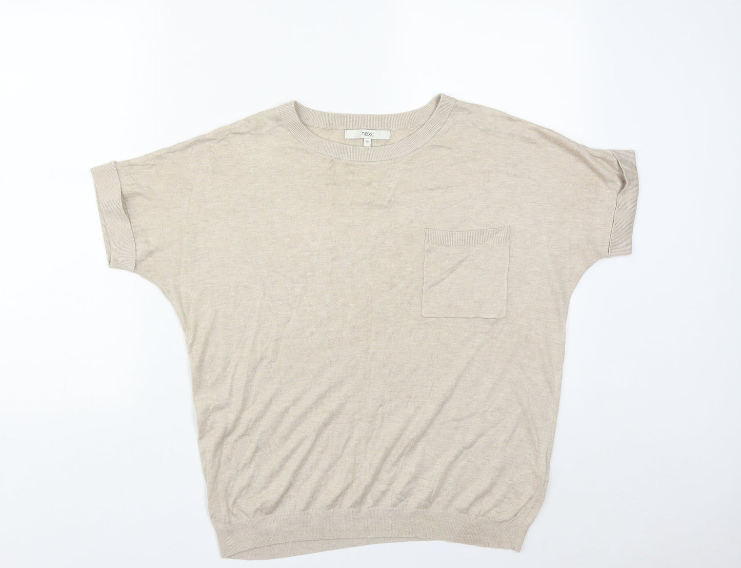NEXT Womens Beige Round Neck  Modacrylic Pullover Jumper Size 16