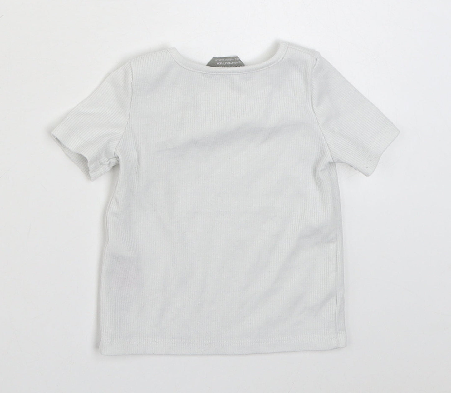 Primark Baby White  Cotton Basic T-Shirt Size 6-9 Months Round Neck Button