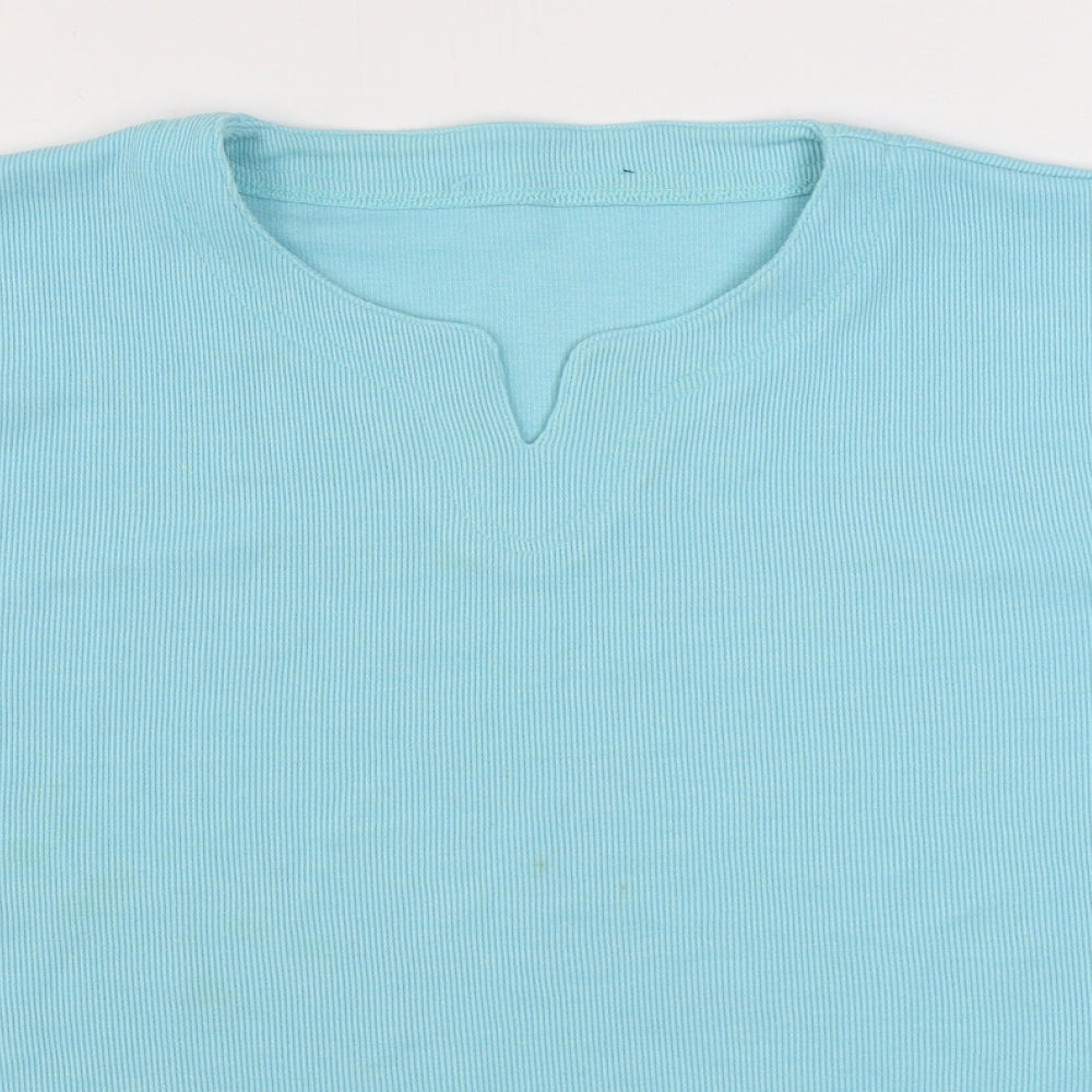 Preworn Womens Blue  Polyester Basic T-Shirt Size S V-Neck