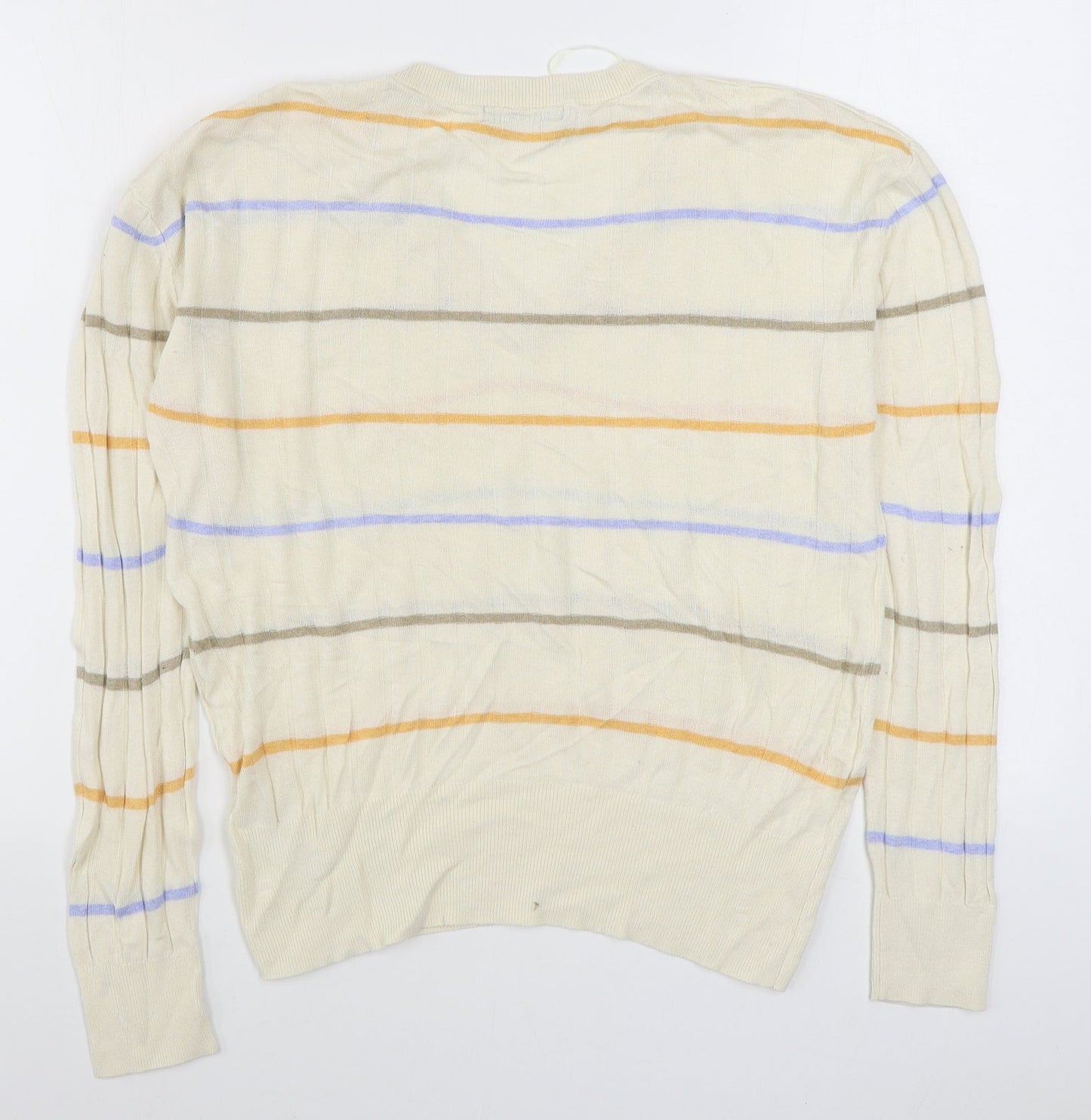 Marks and Spencer Womens Multicoloured V-Neck Striped Viscose Pullover Jumper Size M