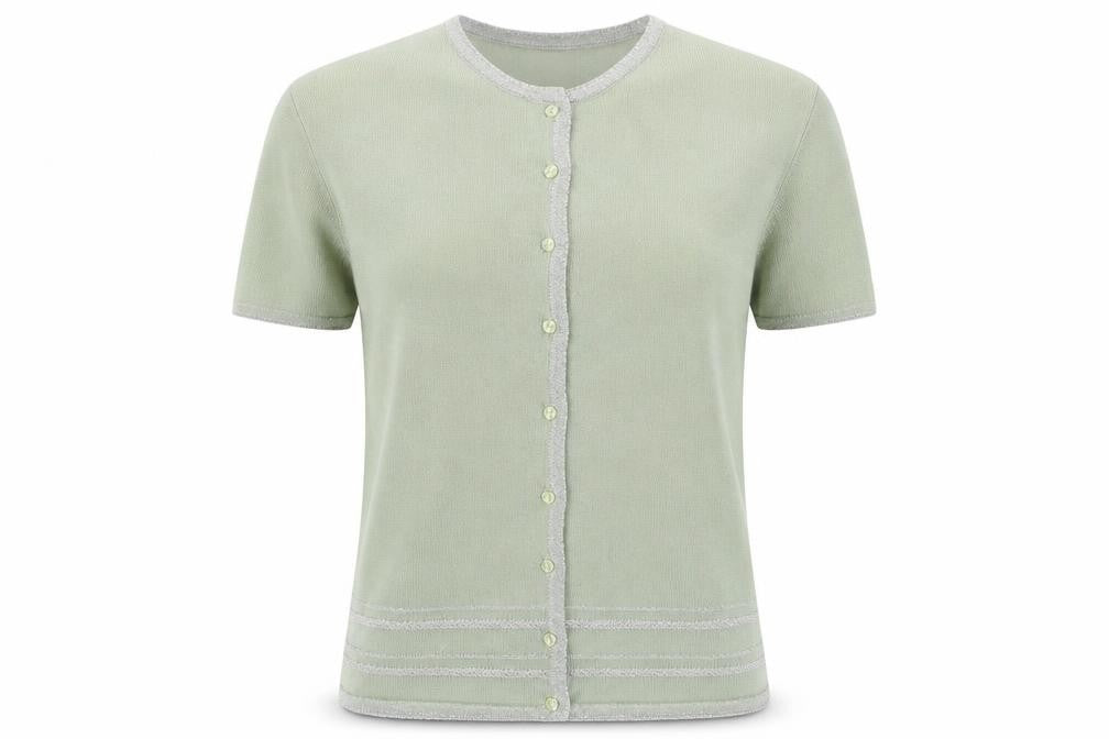 Fay Louise Womens Green Round Neck  Acrylic Cardigan Jumper Size M