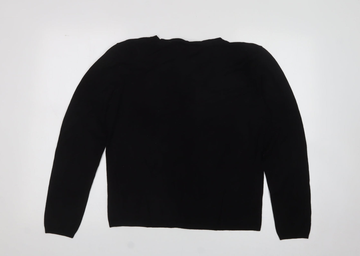 zara  Womens Black Crew Neck  Rayon Pullover Jumper Size XL
