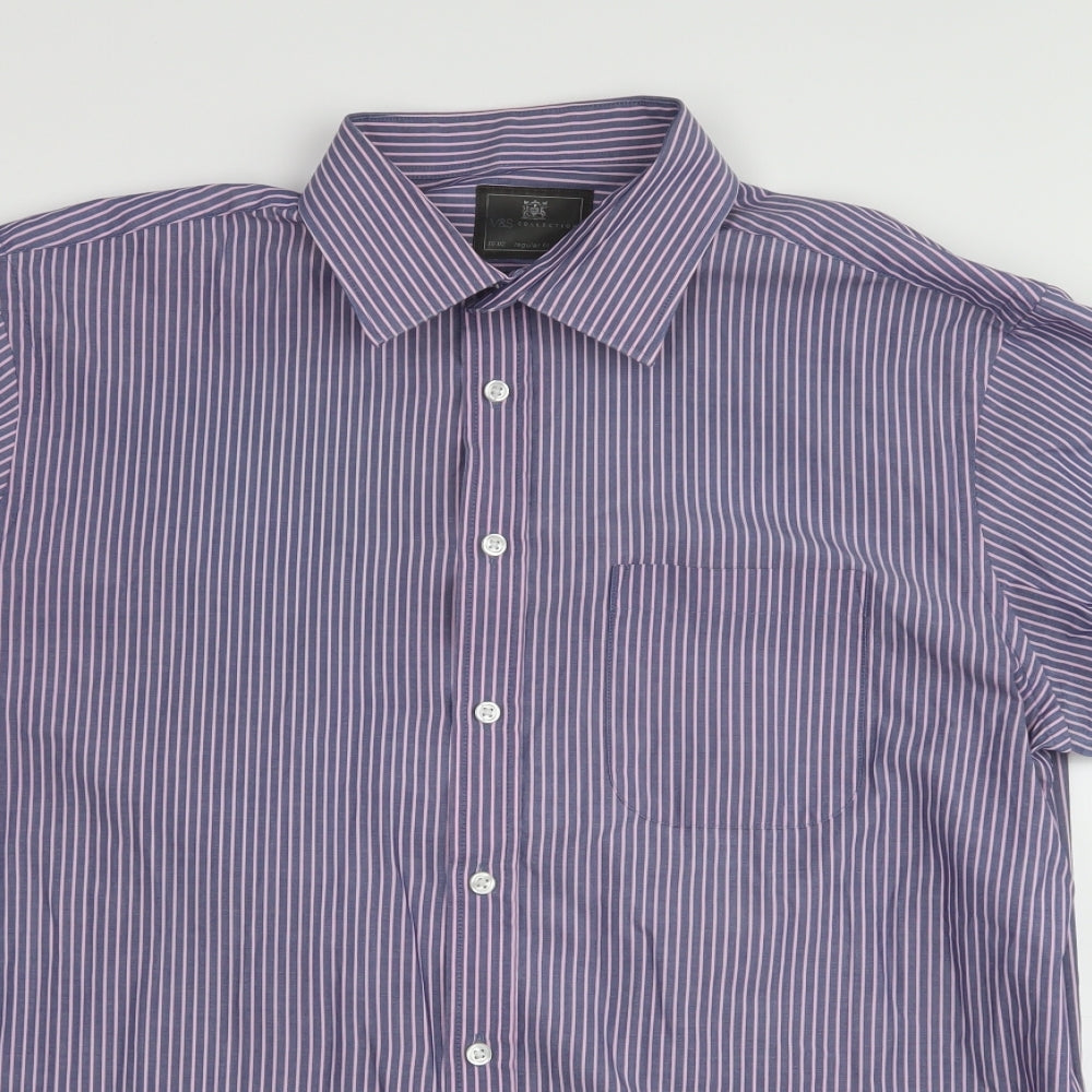 Marks and Spencer Mens Blue  Cotton  Button-Up Size 42 Collared