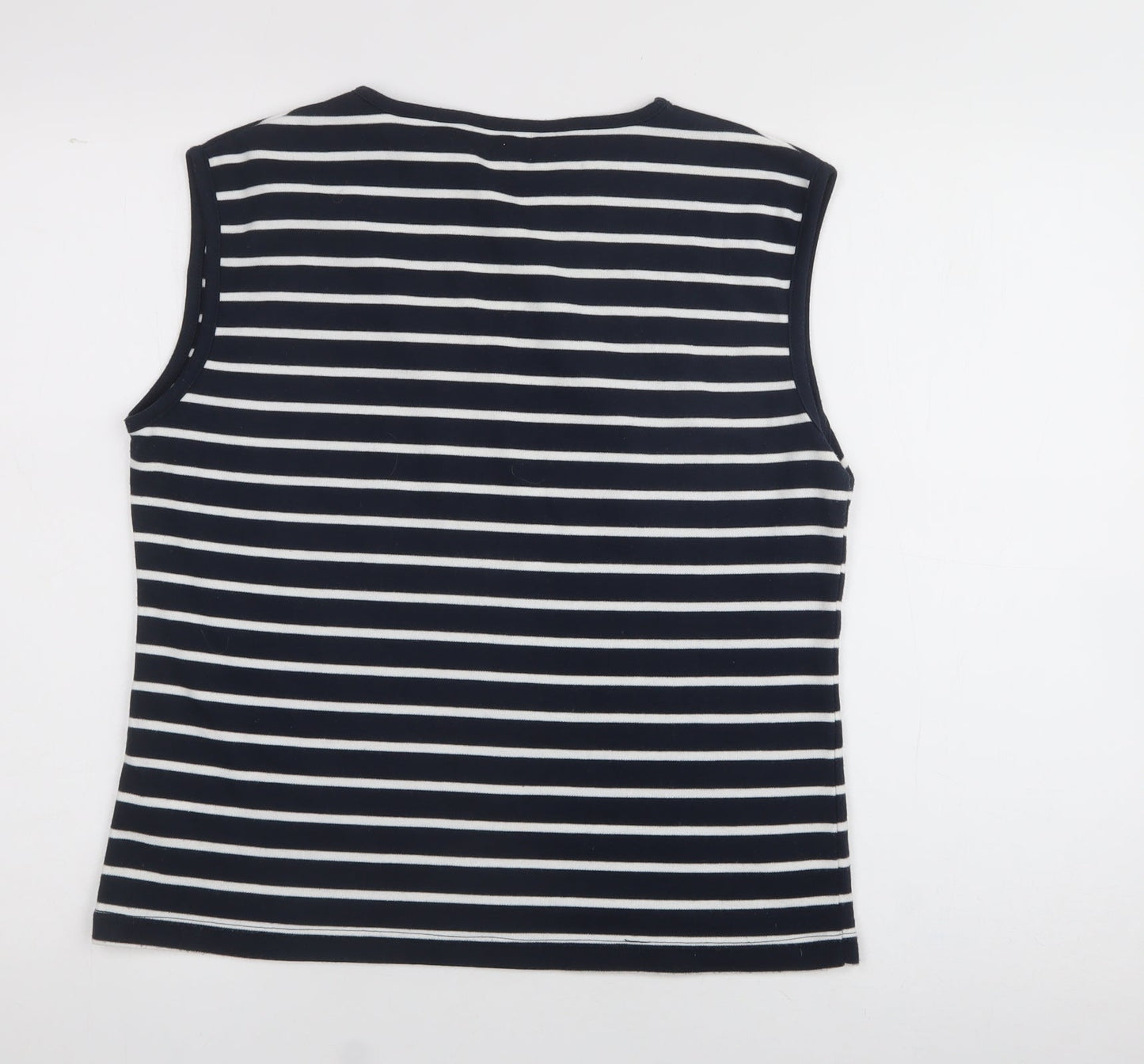 Donna Lewis Womens Blue V-Neck Striped Polyester Vest Jumper Size L