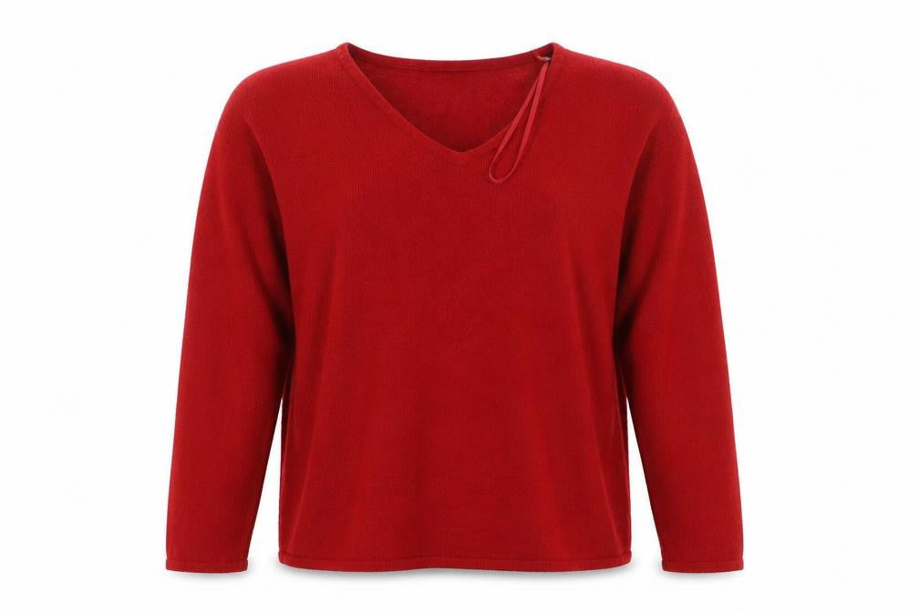 Bonmarché Womens Red Round Neck Acrylic Pullover Jumper Size XL