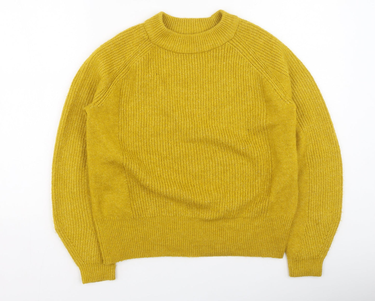 Marks and Spencer Womens Yellow Round Neck  Acrylic Pullover Jumper Size S