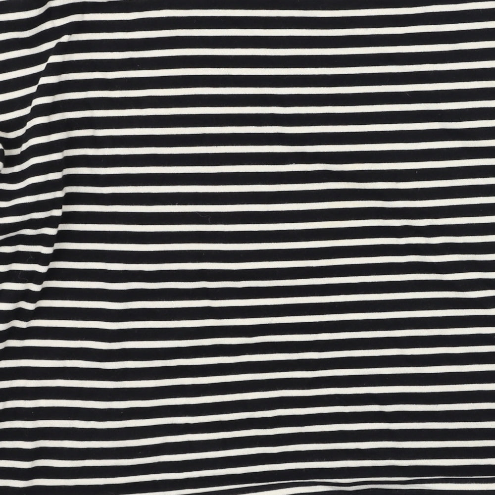 Marks and Spencer Womens Black Round Neck Striped Acrylic Pullover Jumper Size 10
