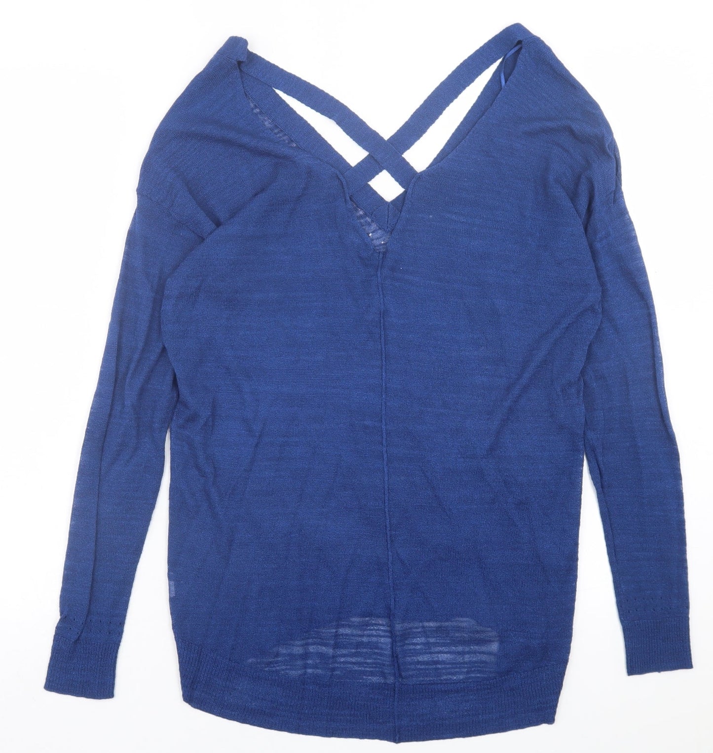River Island Womens Blue V-Neck  Polyester Pullover Jumper Size 10